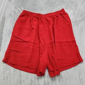 Vintage 80s Coldwater Creek Shorts Womens PM Red Pull On Elastic Waist Rayon